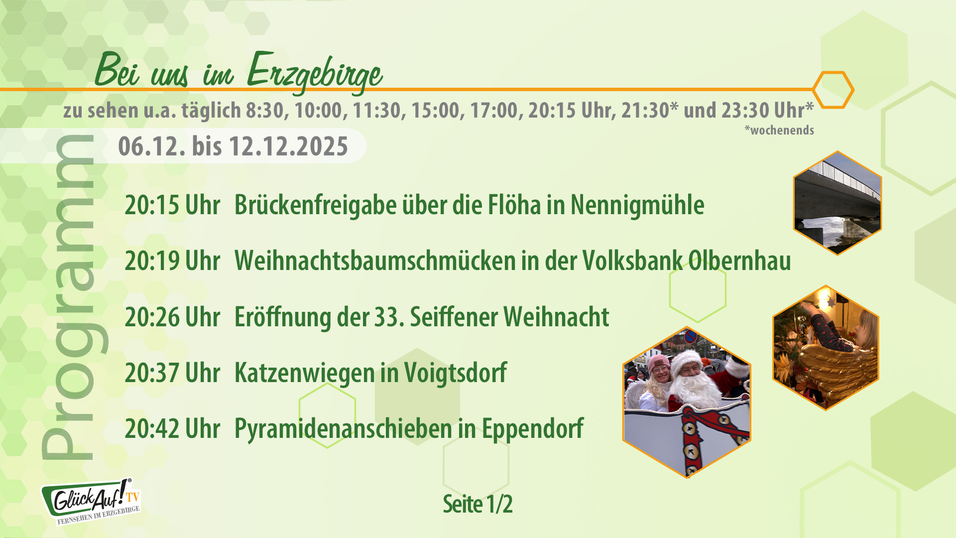 Bei uns im Erzgebirge für die 50. Kalenderwoche vom 06. Dezember bis 12. Dezember 2025 Bei uns im Erzgebirge für die 50. Kalenderwoche vom 06. Dezember bis 12. Dezember 2025