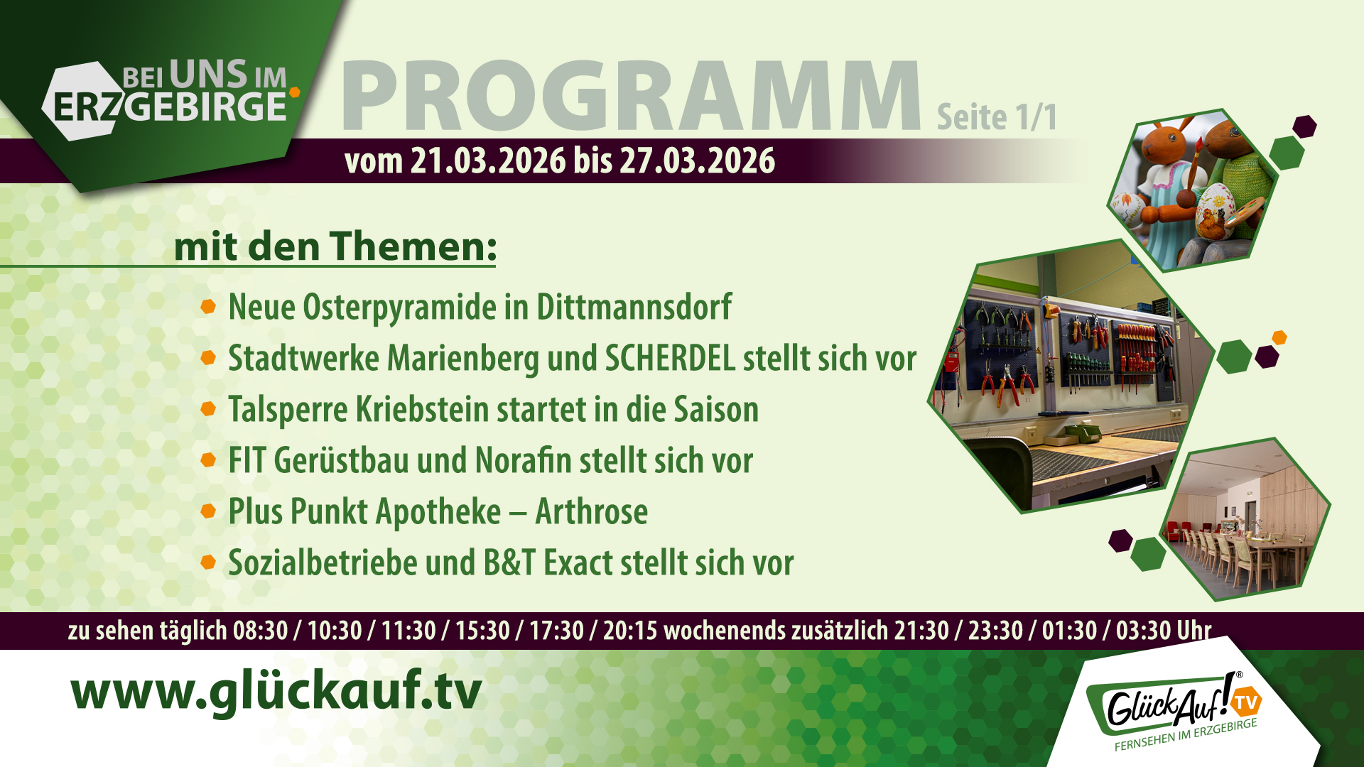 Bei uns im Erzgebirge für die 13. Kalenderwoche vom 21. bis 27. März 2026 Bei uns im Erzgebirge für die 13. Kalenderwoche vom 21. bis 27. März 2026